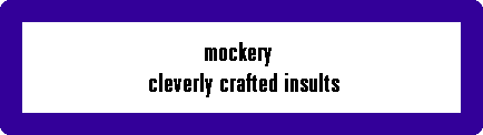 mockery 
 cleverly crafted insults